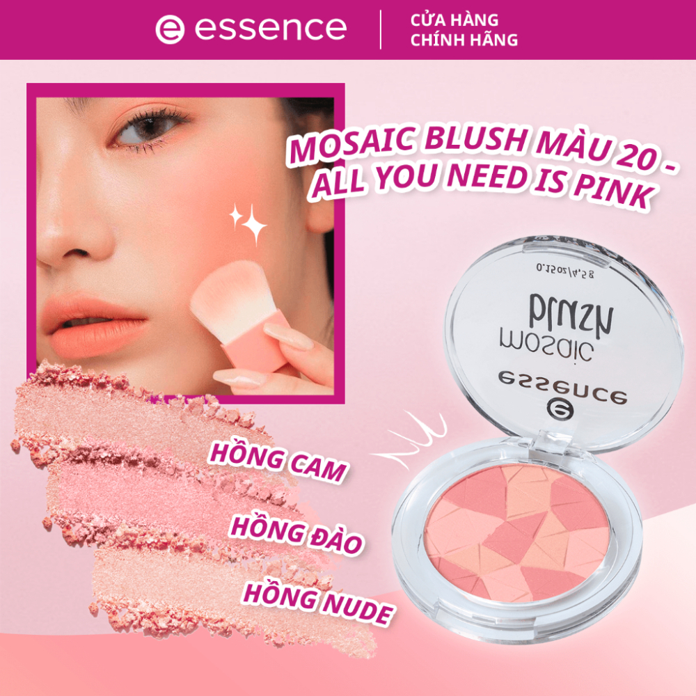 Phấn má hồng Essence Mosaic Blush 3 màu trong 1 lấp lánh 4,5g