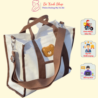 Túi Xách Bỉm Sữa Thêu Gấu Hàn Quốc - Bé Xinh Shop - HT391