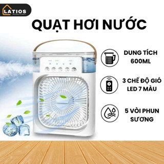Quạt Điều Hòa Hơi Nước Mini, Quạt Phun Sương Tạo Ẩm Làm Mát Để Bàn, Hẹn Giờ Thông Minh Tích Hợp Đèn Ngủ