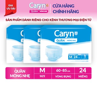 [V] Bộ 3 Tã/Bỉm Quần Người Lớn Caryn Mỏng Nhẹ Chống Tràn Dành Cho Người Già Có Thể Tự Đi Lại Size M/L/XL