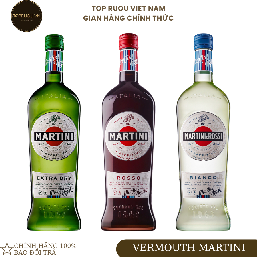 Vermouth Martini Extra Dry - Rosso - Bianco - 1000ml [Chính Hãng][Top Rượu VN]