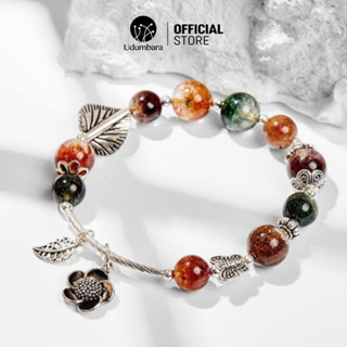 Vòng tay đá ưu linh ngũ sắc charm bạc 925 bình an may mắn phong thủy Udumbara