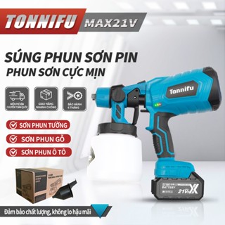 Máy Phun Sơn Cầm Tay Tonnifu Bình Chứa 1000ml, Phun Nhanh, Tiện Lợi, 3 Kiểu Phun Dể Chuyển Đổi Màu Xanh