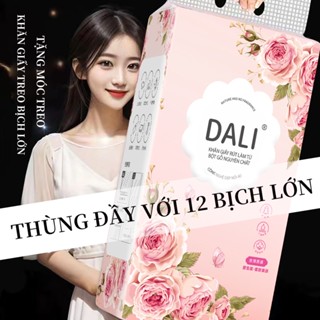 Top Giấy ăn gấu trúc hoa hồng DALI thùng 12 bịch lớn giấy rút treo tường giấy vệ sinh Perfect Softness (TẶNG 4 móc treo)