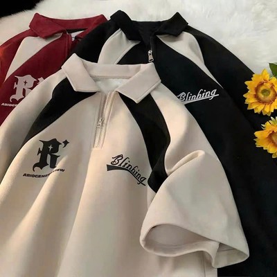 Áo Polo Nam Nữ BLINHING NAD Unisex - Áo Cổ Bẻ có khoá kéo Tay Lỡ Chất Liệu Tổ Ong Dệt Trẻ Trung, Cá Tính.năng động