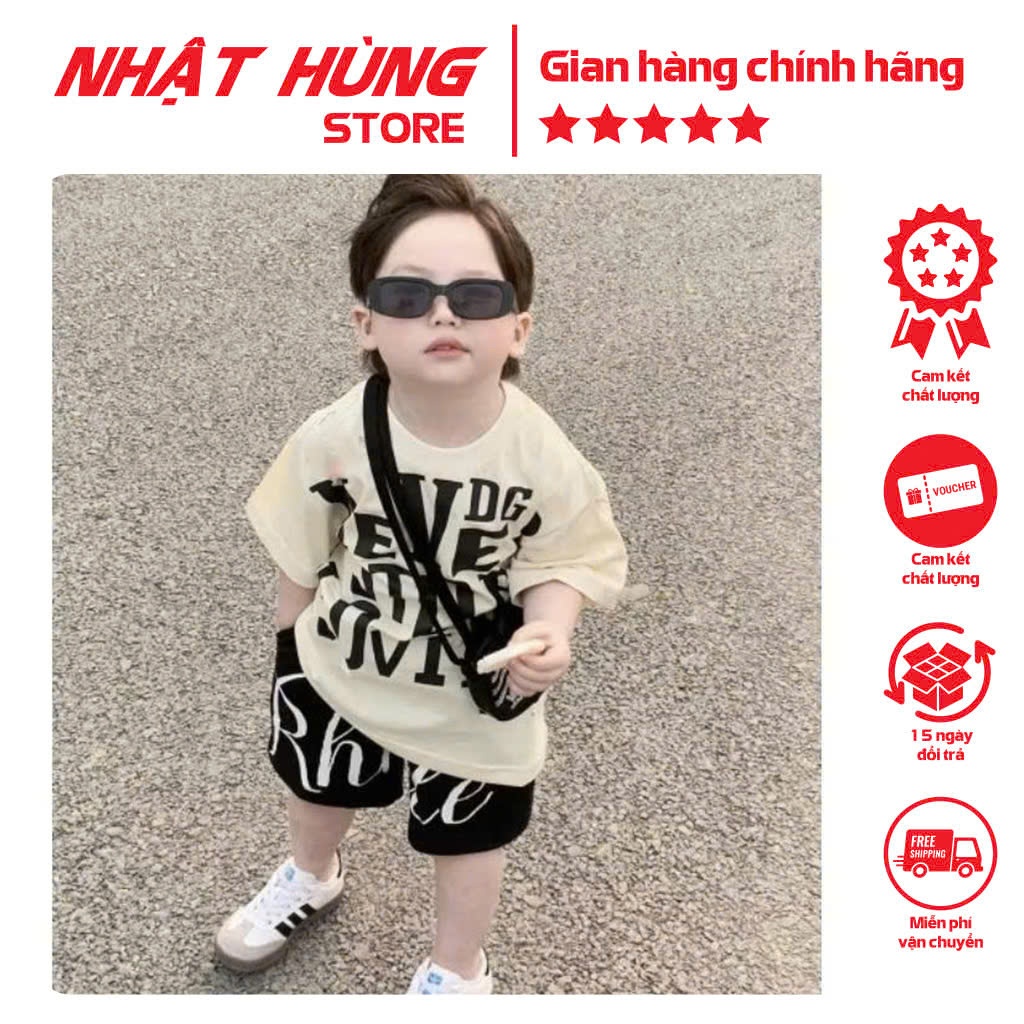 Bộ quần áo cho bé trai hình NEVER set áo phông quần short trẻ em hiệu Nhật Hùng size 10-63kg - NH15
