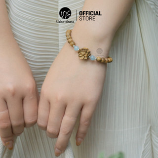 Vòng tay trầm hương nữ liên hoa ngũ hành bình an tài lộc phong thủy Udum quà biếu tặng sang trọng.