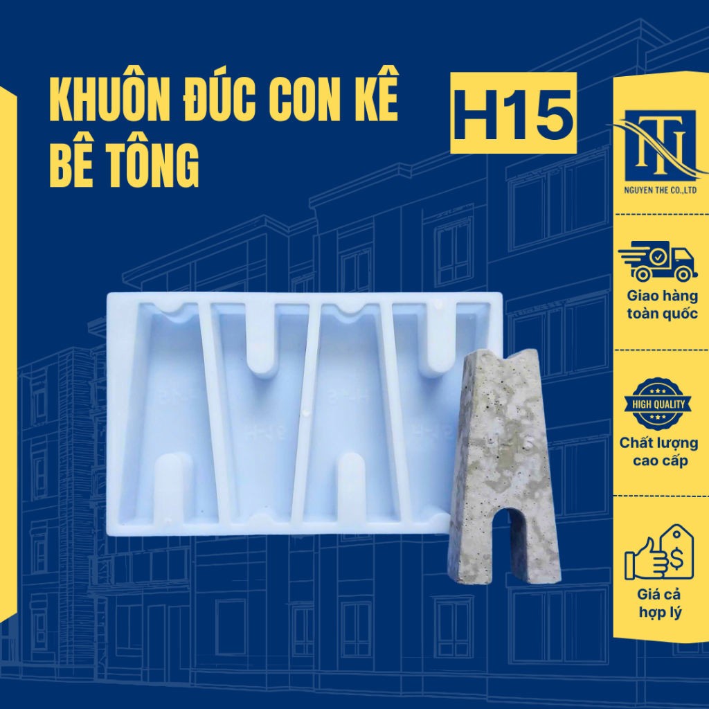 [LOẠI 1] Khuôn H15 PP đúc con kê bê tông H15 kích thước (150mm), khuôn đúc cục kê bê tông siêu bền