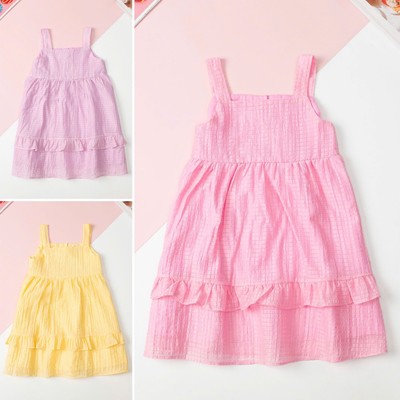 Váy mát, mặc nhà 2 dây, LITIBABY, vải phồng bé gái size 4 đến 12 tuổi