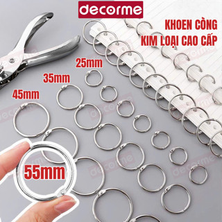 Combo 10 Khoen còng kim loại còng sắt rời Decorme Khoen tròn làm flashcard, đóng sổ tay, album đủ size
