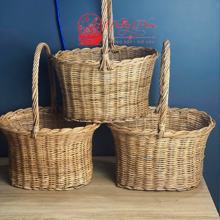 Giỏ mây cắm hoa, decor trang trí nhà cửa bằng mây, giỏ oval loe [đi từ 2 cái]