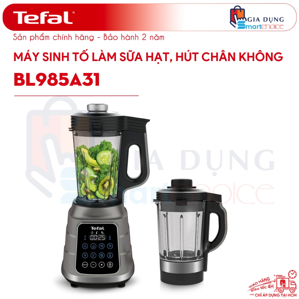 Máy Làm Sữa Hạt Tefal BL985A31, Hút Chân Không, 2 Cối, Hàng Chính Hãng, Giao Hỏa Tốc, BH 2 Năm