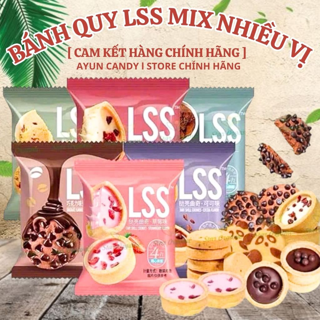 8 Vị Bánh LSS Date Mới, Bánh Quy Socola LSS, Bánh quy bơ phủ socola thơm ngon, bánh cookies socola