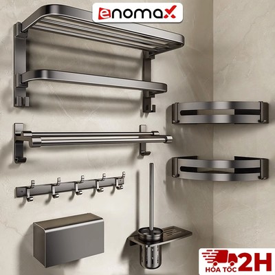 Kệ để đồ nhà tắm Enomax  dán tường. để đồ phòng tắm đăng, Chất liệu nhôm hàng không chống gỉ, tặng kèm keo dán và ốc vít