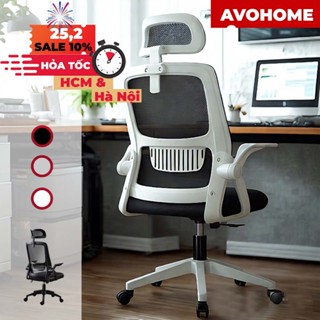 Ghế văn phòng Avohome công thái học chân xoay có tựa đầu bảo vệ cột sống