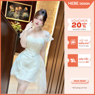 Váy nữ thiết kế Camila thanh lịch, Đầm nữ Tafta trễ vai phối lưới đính hoa dịu dàng, đi tiệc sang chảnh HeBe Boutique