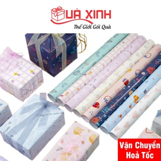 Bộ 2 Cuộn Giấy Gói Quà Nhiều Hoa Văn Họa Tiết Kích Thước 74 x 51Cm/Cuộn