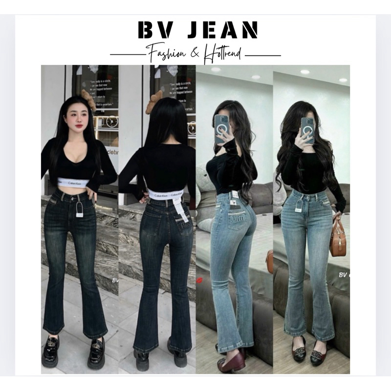 Quần jean loe in chữ dập nổi túi kiểu BV JEAN MÃ 6364-6365