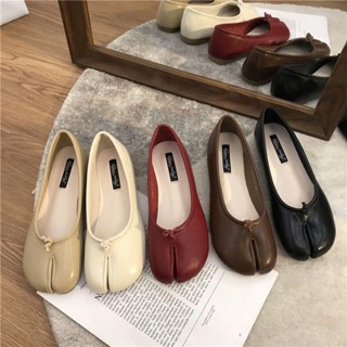 Giày búp bê xỏ ngón móng ngựa chất da đế cao su mềm đi êm chân