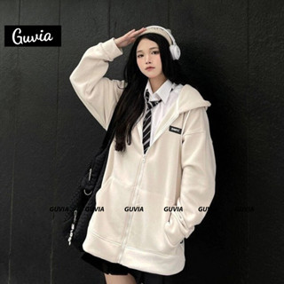 [Xả hàng] Áo khoác nỉ Hoodie Thêu EMPTI Dây Kéo form rộng, Áo Khoác Nỉ Bông Nữ Unisex GUVIA AKN108