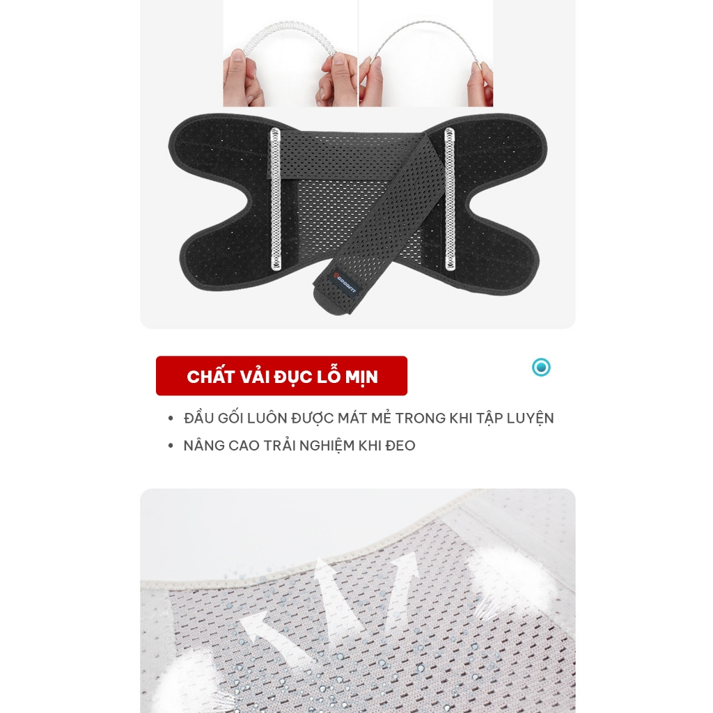 Băng đầu gối chuyên nghiệp GoodFit GF526K thoáng khí, có thể điều chỉnh, hỗ trợ giảm đau khớp