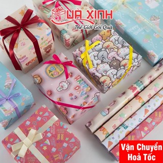 2 Cuộn Giấy Gói Quà Sinh Nhật Happy Birthday 74x51cm/cuộn Nhiều Mẫu Mới