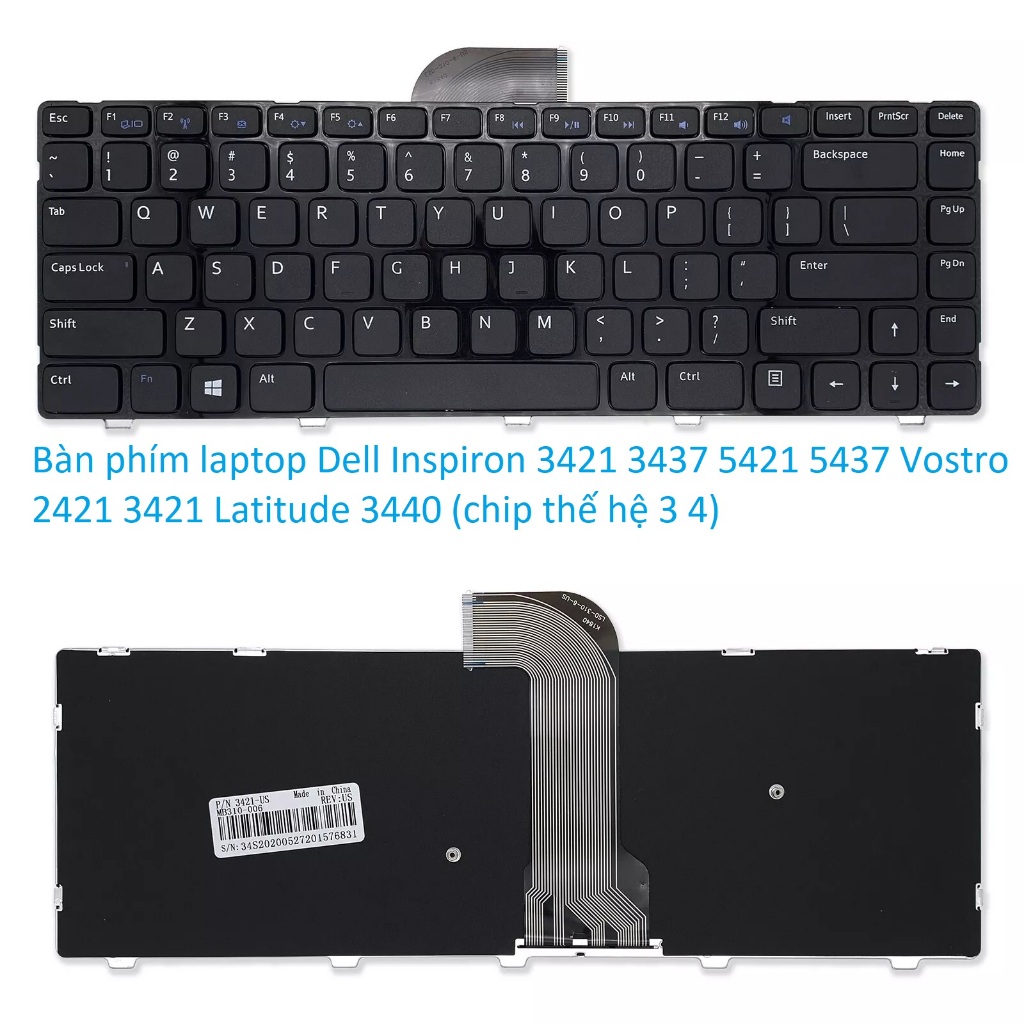 ⚡ Bàn phím laptop Dell Inspiron 3421 3437 5421 5437 Vostro 2421 3421 Latitude 3440 (chip thế hệ 3 4)