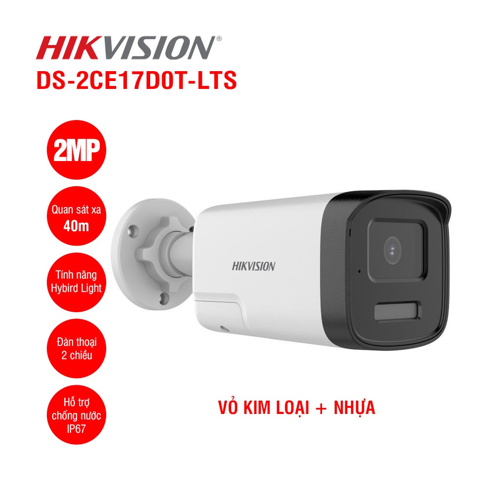 Camera FULL COLOR tích hợp MIC 2.0MP sử dụng với đầu ghi hình . DS-2CE16D0T-LTS, 78D0T-LTS,17D0T-LTS