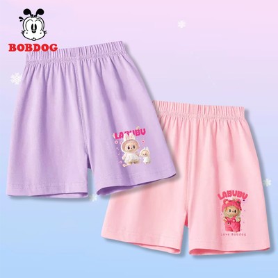 Quần đùi bé gái BOBDOG quần thun chất cotton cạp chun co giãn mềm mát in hình Labubu cho bé