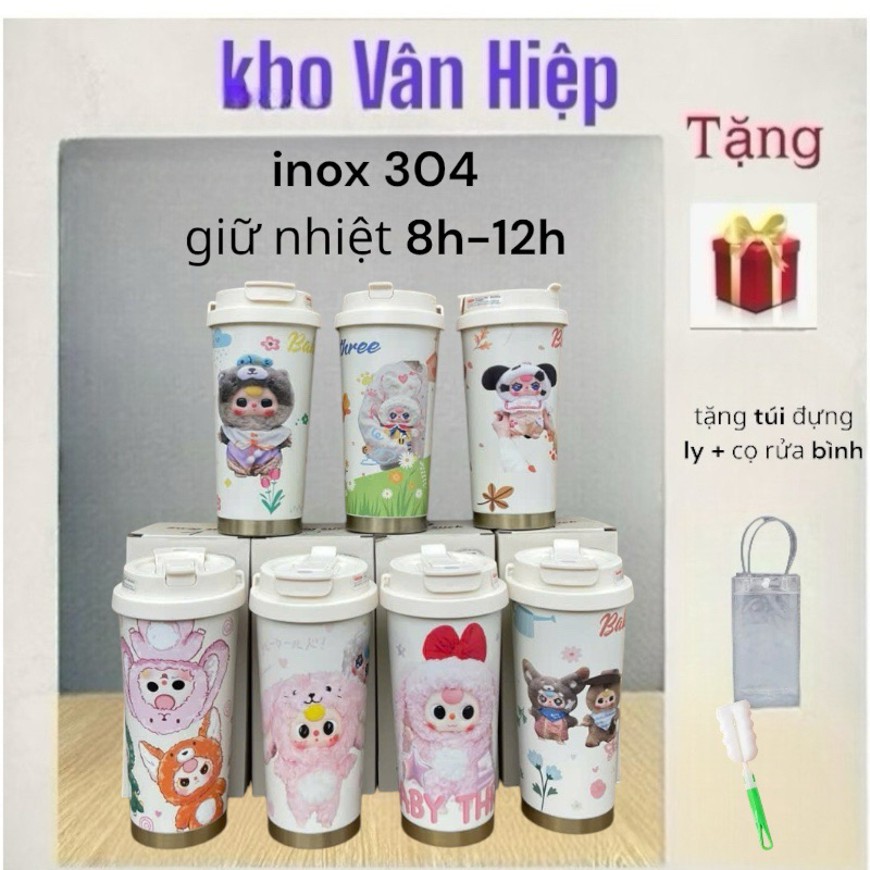 Bình giữ nhiệt coffe dung tích 500ml hình hoạt hình, bb three siu đáng iu