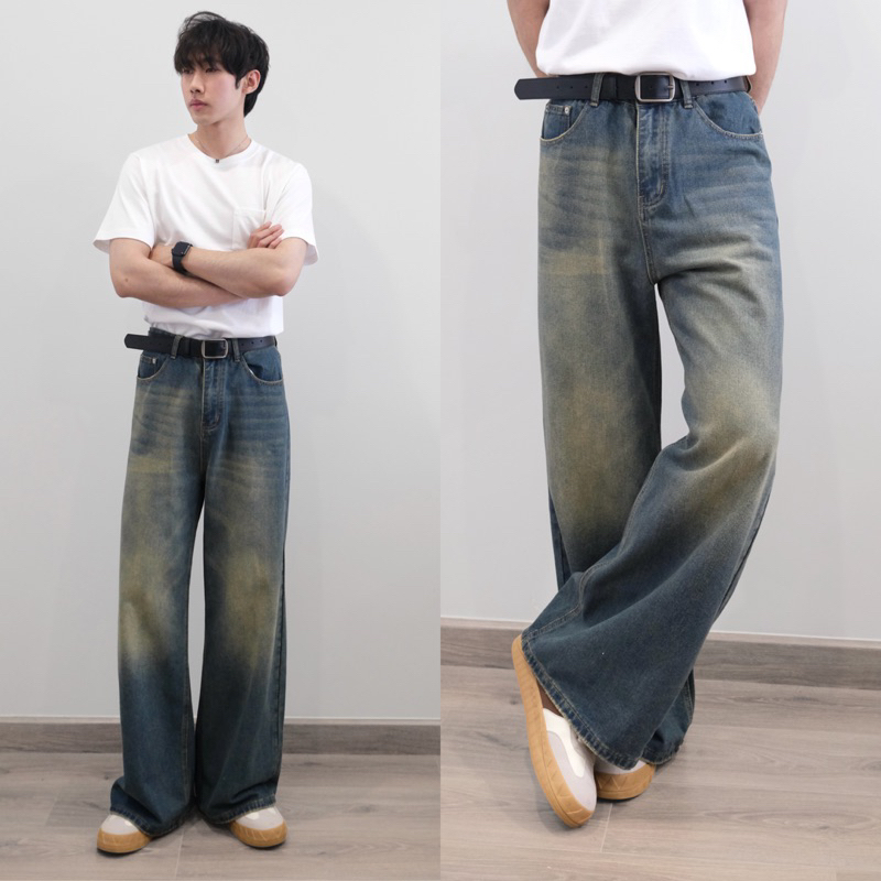 Quần jeans trơn ống suông B666 Kìhon