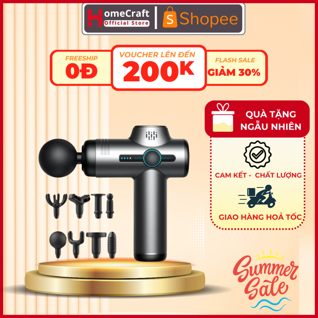 Máy Massage Cầm Tay Chính Hãng 32 Chế Độ Với Lực Đấm Siêu Mạnh 13800 vòng/phút, Pin 2500mah