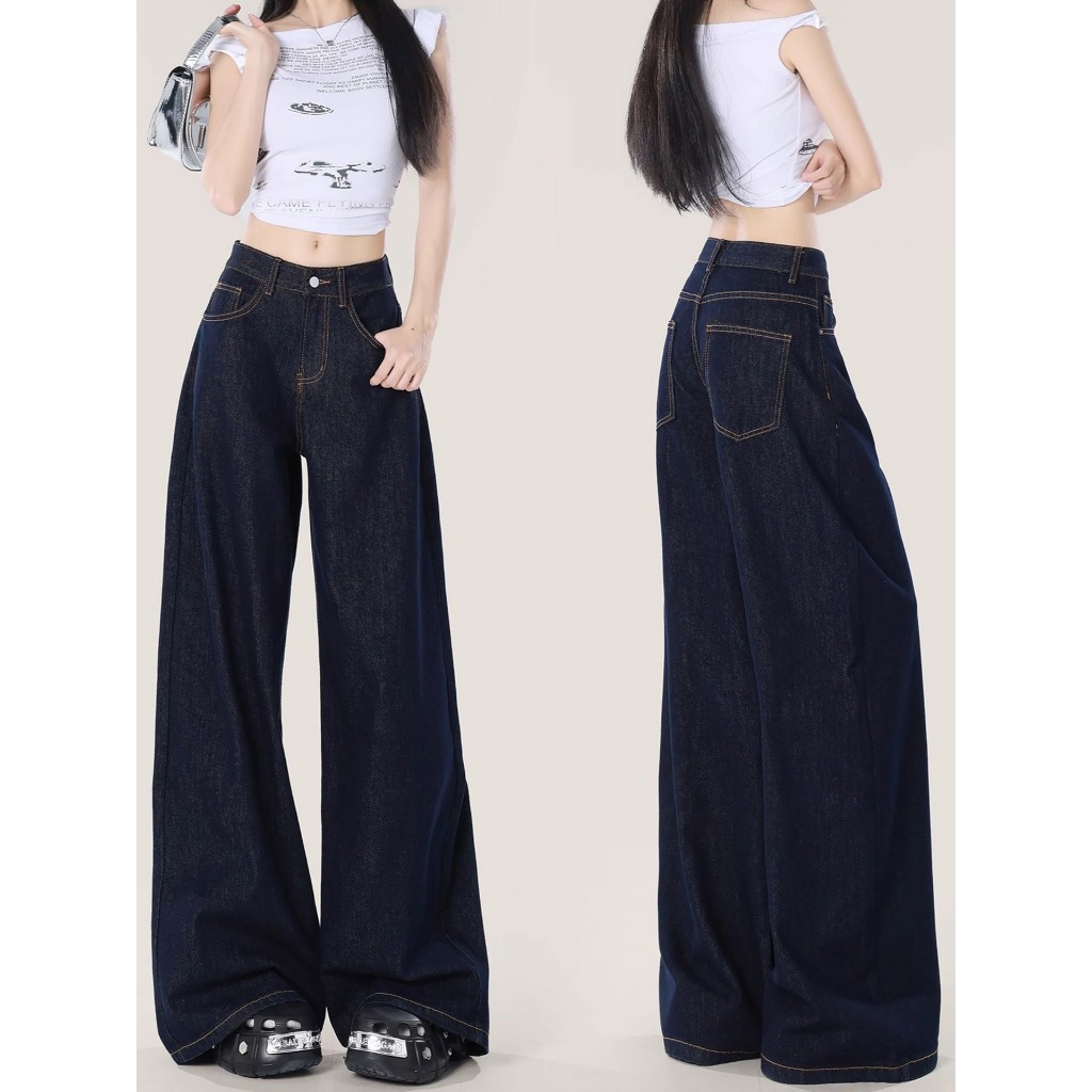 Quần Jean Nữ Suông Ống Rộng 28CM Cạp Cao Chỉ Nổi BeU Quần Bò Ống Suông Rộng Lưng cao HOTTREND Dễ Phối Đồ Siêu Hack Dáng