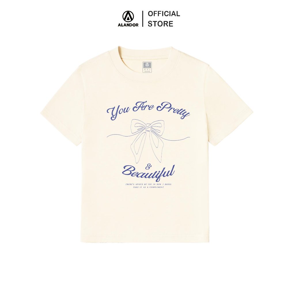 Áo Thun Baby Tee Alandor Pretty Bow Form Slim Tay Ngắn Cotton 100% 240gsm