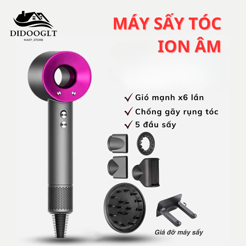 Máy Sấy Tóc ION Âm 2 Chiều Nóng Lạnh DIDOOGLT Kèm 5 Đầu Sấy, Máy Sấy Tóc Tạo Kiểu Chuẩn Salon