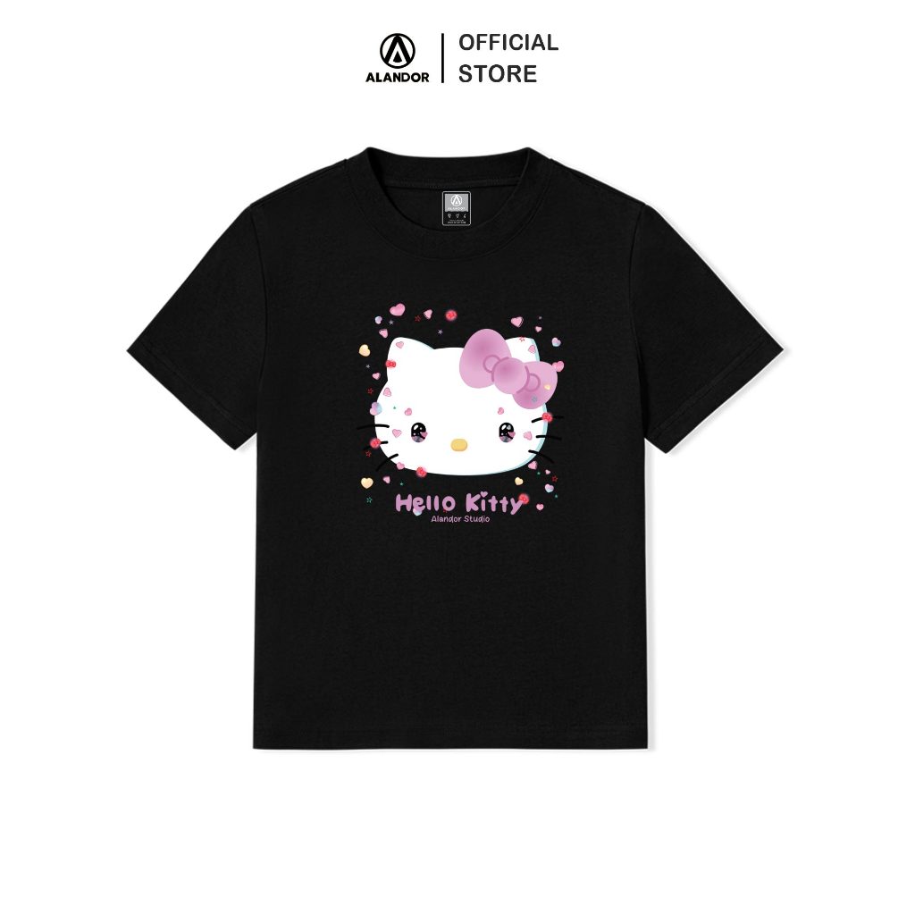Áo Thun Baby Tee Alandor Kitty Hồng Form Slim Tay Ngắn Cotton 100% 240gsm