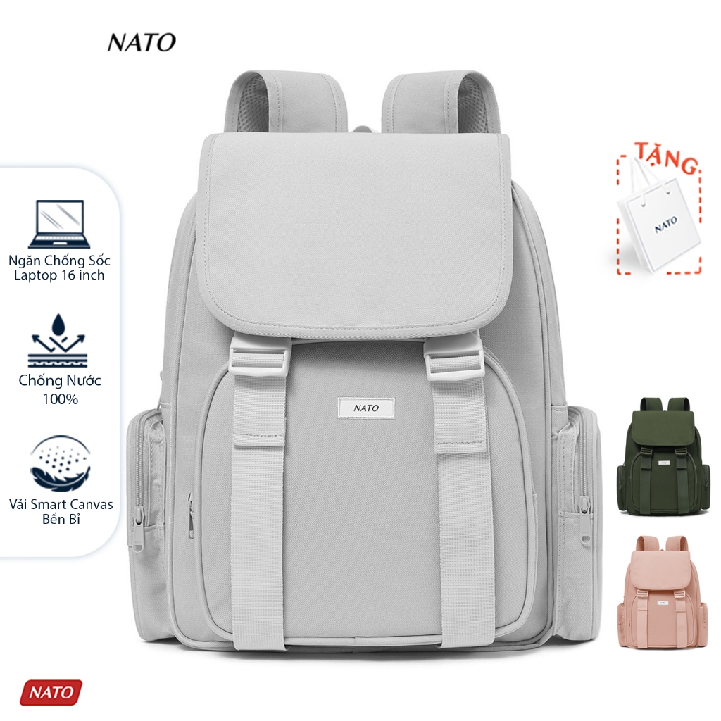 Balo NATO® "Click - Backpack" Sợi Vải Smart Canvas Cao Cấp Đựng Laptop 16 Inch Nam Nữ Đẹp Đi Học