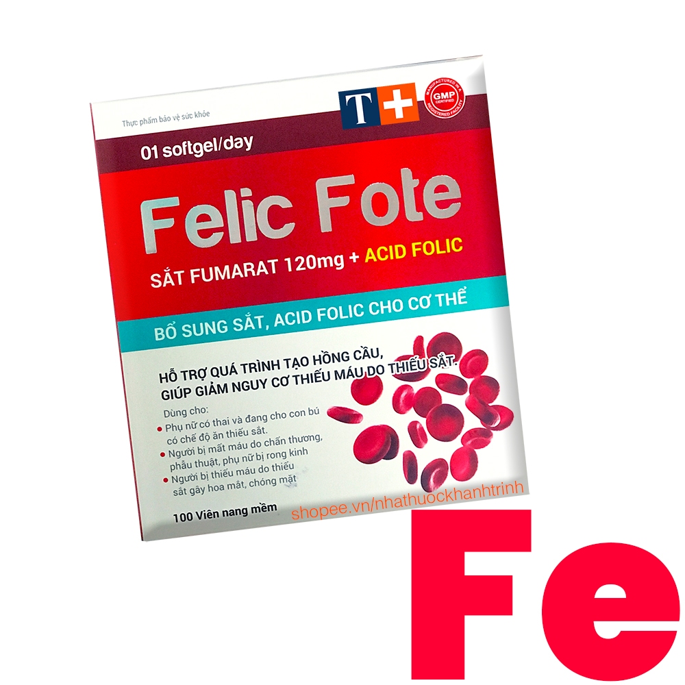 (100 viên) Bổ máu FELIC FOTE - bổ sung sắt, acid folic