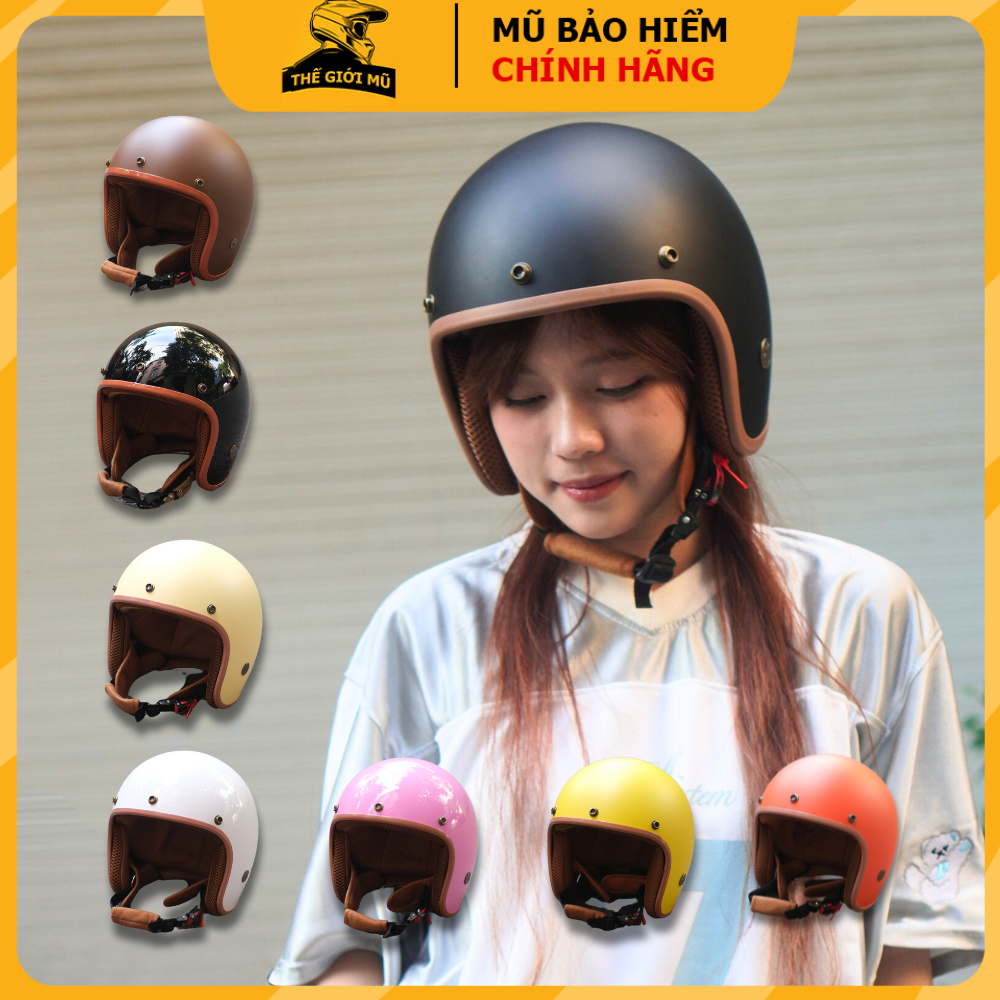 Mũ bảo hiểm 3/4 có kính phi công,uv (tặng kèm sticker),nón bảo hiểm 3 4 có kính đi phượt cực chất