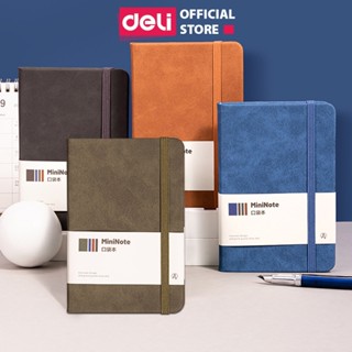 Sổ Tay Bìa Da Mini A6/A7 Deli - Sổ Ghi Chép Kẻ Ngang 192 Trang Giấy Dày 80gsm, Chống Nước, Cao Cấp, Tiện LợI