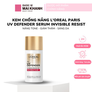 Kem Chống Nắng L'Oreal Paris X20 Thoáng Da Mỏng Nhẹ UV Defender Serum Invisible Resist ( Vạch Đỏ) SPF50+ PA++++ 50ML