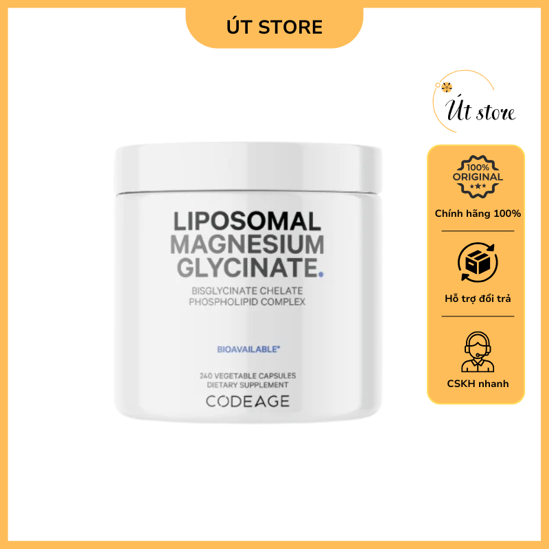 Viên bổ sung Magie Codeage Liposomal Magnesium Glycinate Mỹ - Hộp 240 viên nang