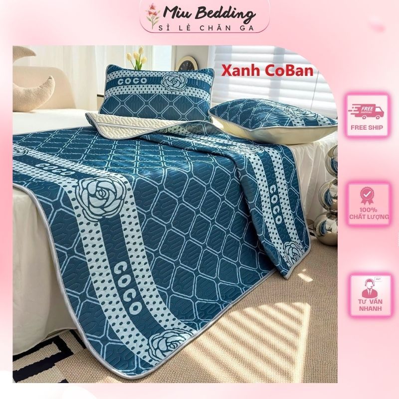 Chiếu Điều Hòa Cao Su Non 1m6, 1m8, 2mx2m2, Bộ Chiếu Tặng Kèm Vỏ Gối