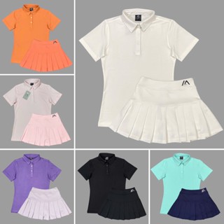 Set Bộ Váy Pickleball, Cầu Lông, Tennis, Golf Váy MILIN Xếp Ly + Áo Cổ Trụ Trơn Vải Thun Cao Cấp - BML03