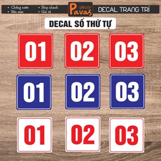 Decal Số Thứ Tự dán bàn, dán quán trà sữa, cà phê, quán ăn, dán tường, tủ - CHỐNG NƯỚC . TTQ87