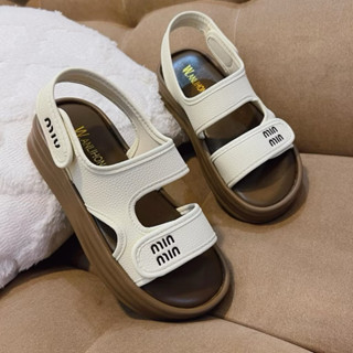 Dép sandal nữ quai hậu đế nâu da sần chữ min siêu hot
