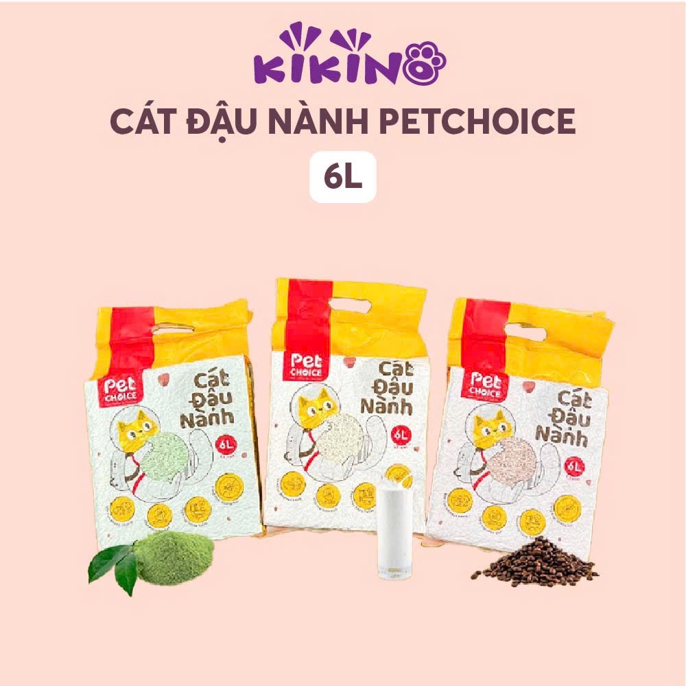 [Combo 3 túi] Cát Vệ Sinh Đậu Nành Cho Mèo Pet Choice Túi 6l Sản Phẩm An Toàn Cho Mèo Và Thú Nhỏ - KIKINO - Hình 1