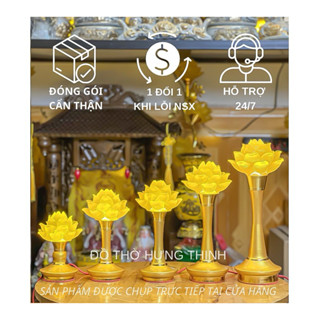 Đèn thờ hoa sen 1 bông lưu ly chân hợp kim Cao 16,22,25,30,35cm. Giá tính 1 đôi