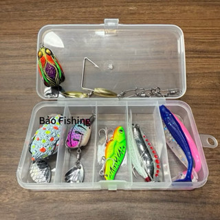  Combo Hộp Mồi Câu Lure 5 Mồi Đủ 3 Tầng Nước Đa Dạng Địa Hình-Toman Ve Sầu Tắc Kè Hoa,Chado H1 Mini,Thìa Lượn,Cá Sắt 