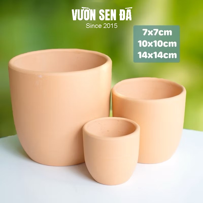 Chậu đất nung trụ bo (đất nung vàng)